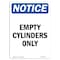 Signmission OSHA Notice, 5" Height, Empty Cylinders Only Sign, 5" X 3.5", Portrait OS-NS-D-35-V-12022 - alternate 1
